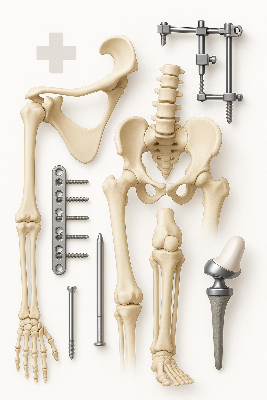 Plaques, vis et implants d’orthopédie