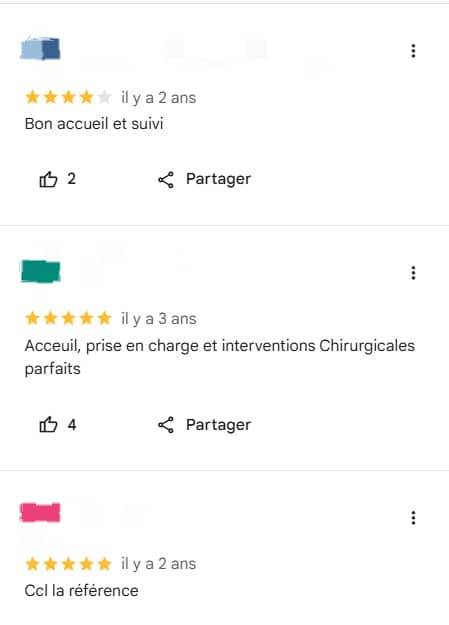 Avis patient : capture anonymisée